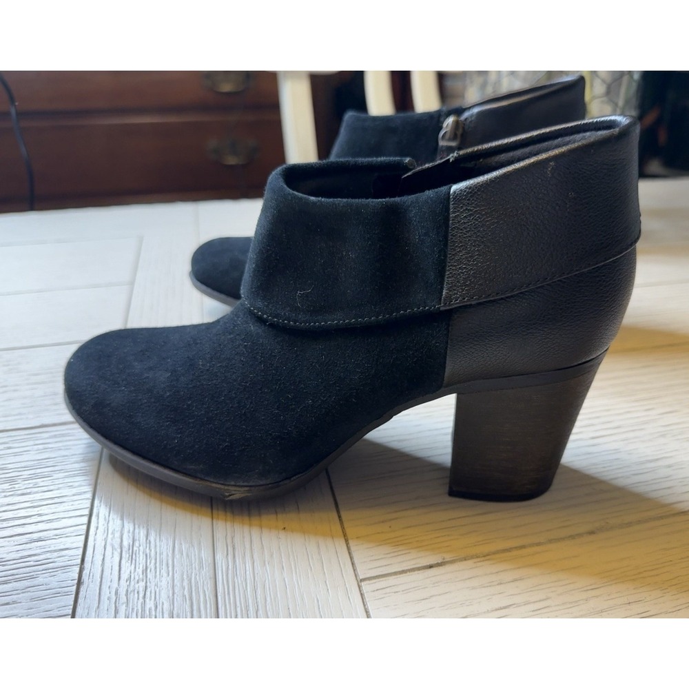 Clarks Enfield Canal NEW Women 9 M Black Leather Suede Ankle Boots Booties Shoe‎